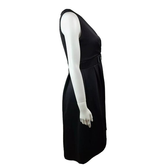 Enfocus Studio Dress Womens Size 6 Solid All Black Sleeveless Beaded Front - Picture 4 of 6